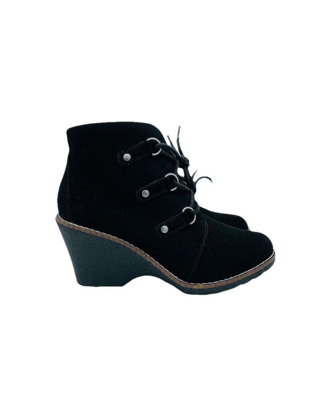 White Mountain Shoes Womens Size 11 M Black Wedge High Heeled Ankle Boot Booties
